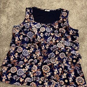 Westport Floral Tank Top - Navy and Orange